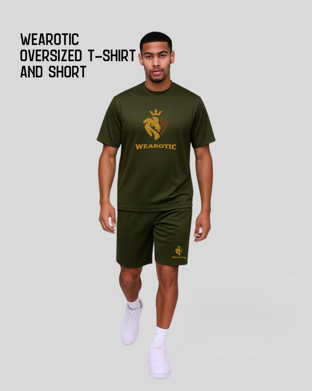 Men’s Oversized  Olive Green Tee & Short