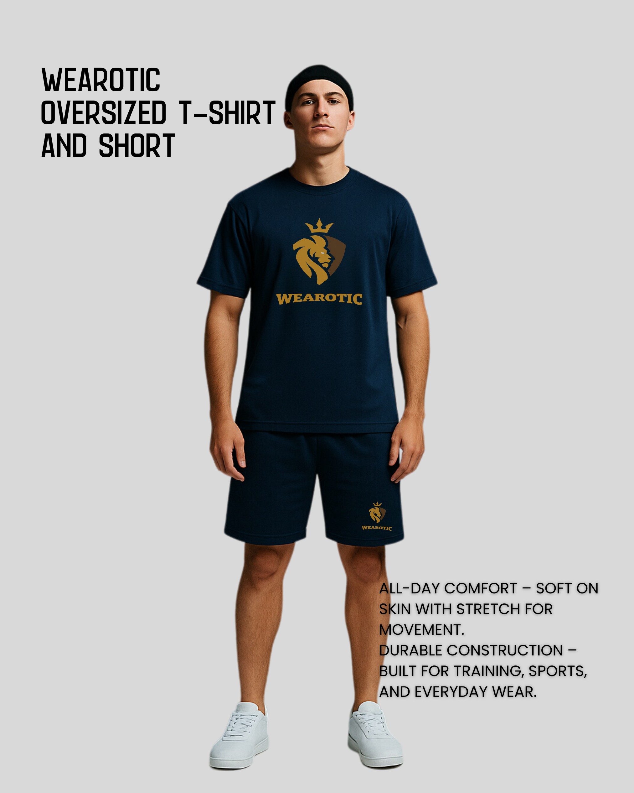 Men’s Oversized  Navy Blue Tee & Shorts