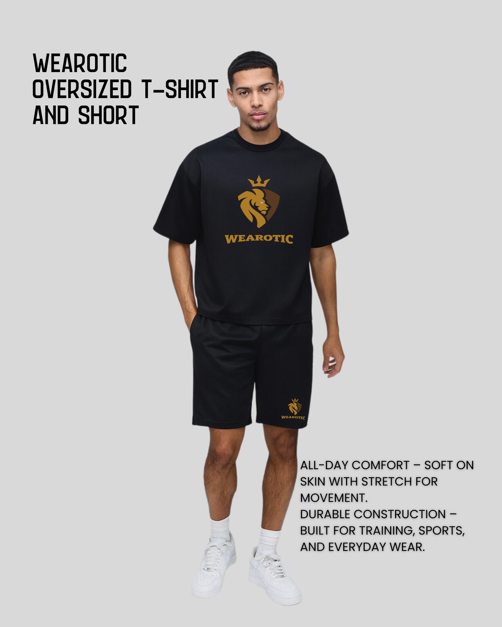 Men’s Oversized  Black Tee & Shorts